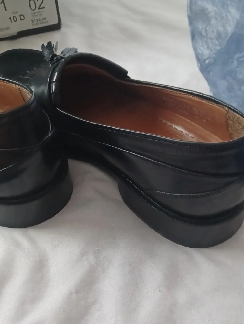 Bostonian Black Leather Tassel Slip-On Loafers